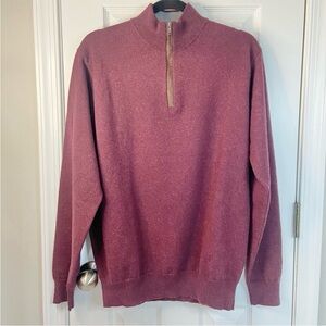 Peter Millar Artisan Crafted Cashmere Flex Quarter-Zip Sweater Claret Large NEW